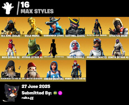 ⚡[PC/PSN/XBOX] 45 skins | Gold Midas | Rox | The Ice King | Sentinel | Blackheart | Fade | Hybrid | Catalyst | Lynx | Zenith | Vendetta | Gear Specialist Maya | 500 VB