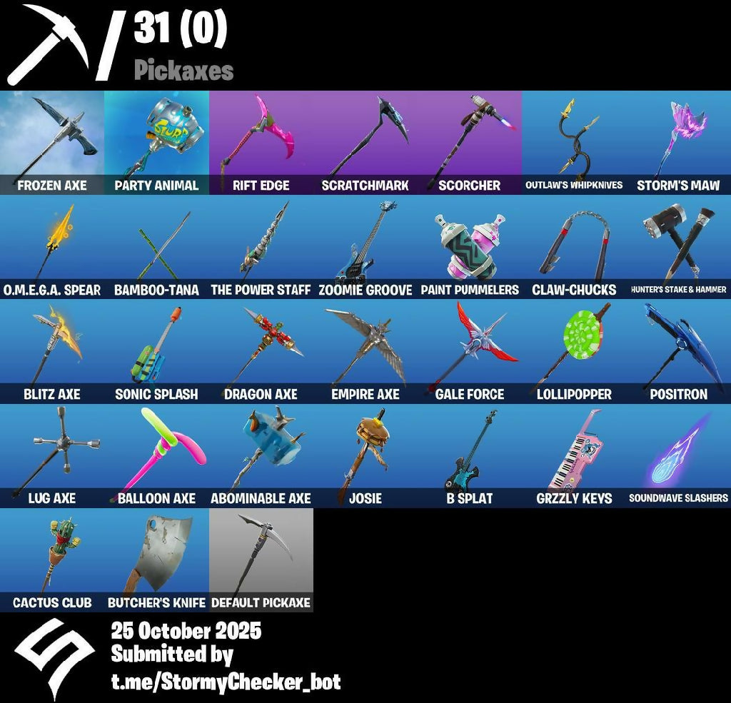 [PC/XBL/PSN]?28 Skins?Blue Team Leader?Blue Striker?Prodigy?Blitz Knight?Pig the Butcher?Default Pickaxe?Outlaw's Whipknives?Storm's Maw?BRSeason1?200 VB