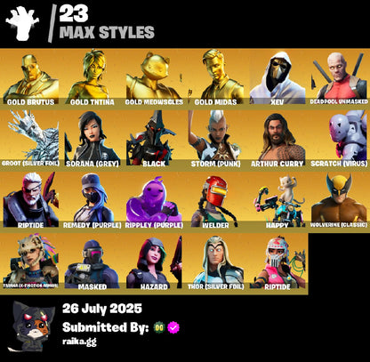 ? 66 skins | Gold TNTina | Gold Meowscles | Gold Brutus | Gold Midas | Eternal Knight | Gear Specialist Maya