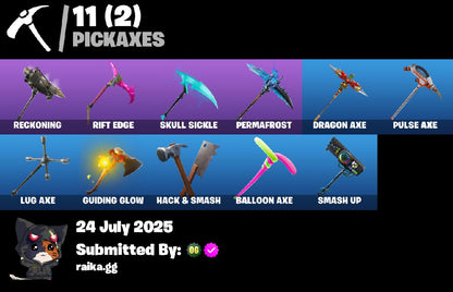 24 skins | Blue Squire | Royale Knight | Drift | Ragnarok | Calamity | Wild Card | Gear Specialist Maya | Wukong | Hollowhead | Sledgehammer | 450 VB