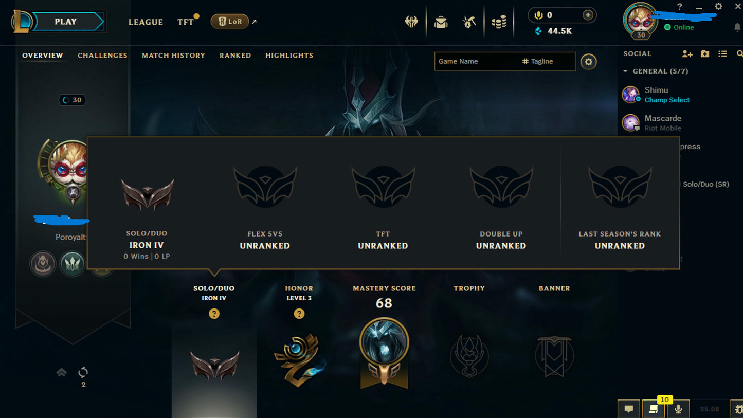 🎲 Iron IV [NA] | 🎓 Honor Level 3 | 🧿 Level 30 Milestone | 🧵 47k+ Blue Essence | 🧳 Secure Ownership | 🕊️ Email Free | ⚡ Ready to Play #rfj9UU