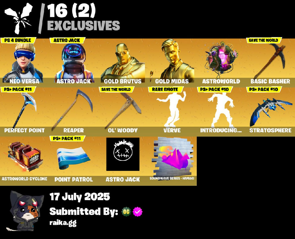 ?[PSN/XBL/PC]? 61 skins | Neo Versa | Astro Jack | Gold Brutus | Gold Midas | Fade | Eternal Knight | Galaxy Scout | Gear Specialist Maya | Oblivion | 390 VB