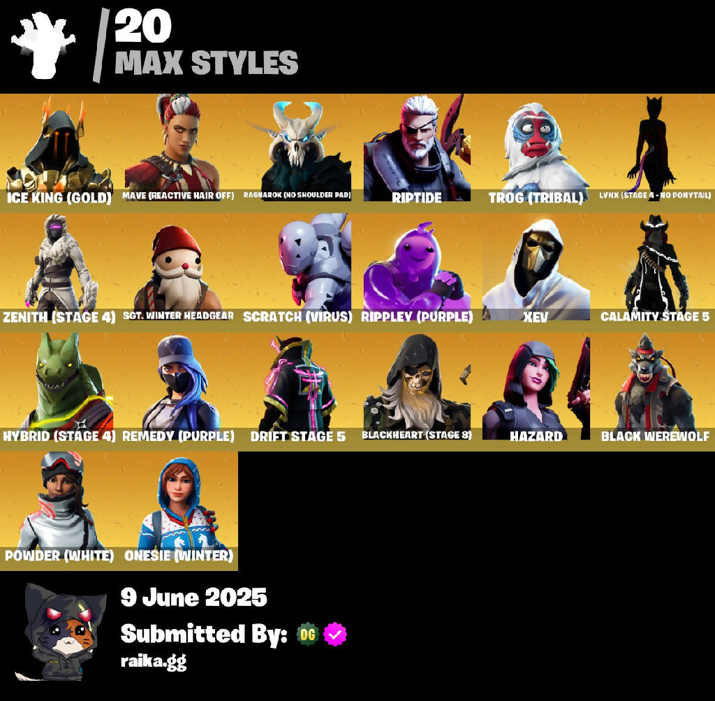 ?[XBOX/NINTENDO/PC]? 55 skins ? OG STW ? Ryu ? Chun-Li ? Lynx ? Calamity ? Ragnarok ? Zenith ? Blackheart ? Dire ? Enforcer ? Drift ? The Prisoner ? Menace ? Fusion ? 100 VB