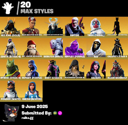 ?[XBOX/NINTENDO/PC]? 55 skins ? OG STW ? Ryu ? Chun-Li ? Lynx ? Calamity ? Ragnarok ? Zenith ? Blackheart ? Dire ? Enforcer ? Drift ? The Prisoner ? Menace ? Fusion ? 100 VB