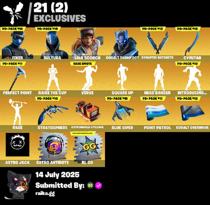 {PC/XBOX/NINTENDO} 68 skins | Fixer | Sultura | Lina Scorch | Cobalt Snowfoot | Midas | Fade | Spectra Knight | Raz | Gear Specialist Maya