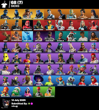 {PC/XBOX/NINTENDO} 68 skins | Fixer | Sultura | Lina Scorch | Cobalt Snowfoot | Midas | Fade | Spectra Knight | Raz | Gear Specialist Maya