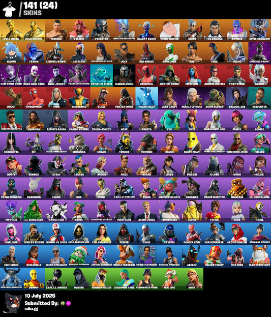 ⚡[PC/PSN/XBL] 141 skins | Gold Midas | Gold Brutus | Menace | Valeria | Predator | Renzo the Destroyer | Galaxy Scout | Peter Griffin | Ronin | The Ageless | 180 VB