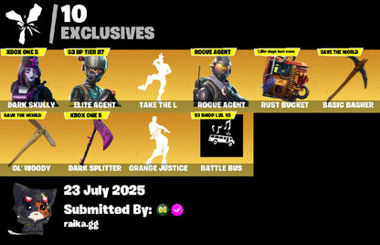 [PC/XBOX/PSN] 17 skins ? Dark Skully ? Elite Agent | Take The L | Rogue Agent | Rust Bucket | Basic Basher | Ol' Woody | Dark Splitter | Orange Justice | 3200 VB