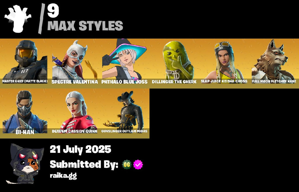 ? 57 skins ? Master Chief (Matte Black) | All Might | Darth Vader Samurai | Wookiee Team Leader | Apprentice Evie | Emperor Palpatine | 150 VB