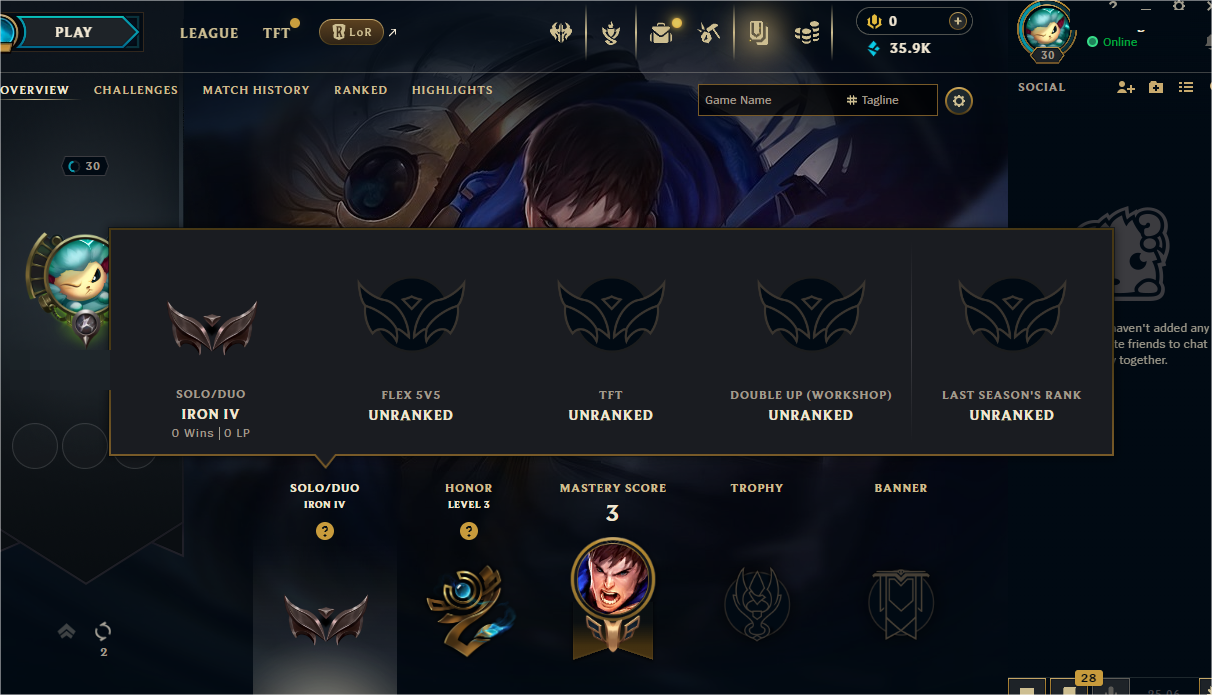 🥨 Iron IV 0% WR [ EUW ] 💲 20 Champion 💲 30 Level 💲 35k BE 💲 Full Access 💲 Unverified Mail 💲 Instant Delivery
