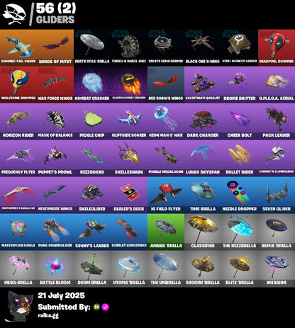 ? 57 skins ? Master Chief (Matte Black) | All Might | Darth Vader Samurai | Wookiee Team Leader | Apprentice Evie | Emperor Palpatine | 150 VB